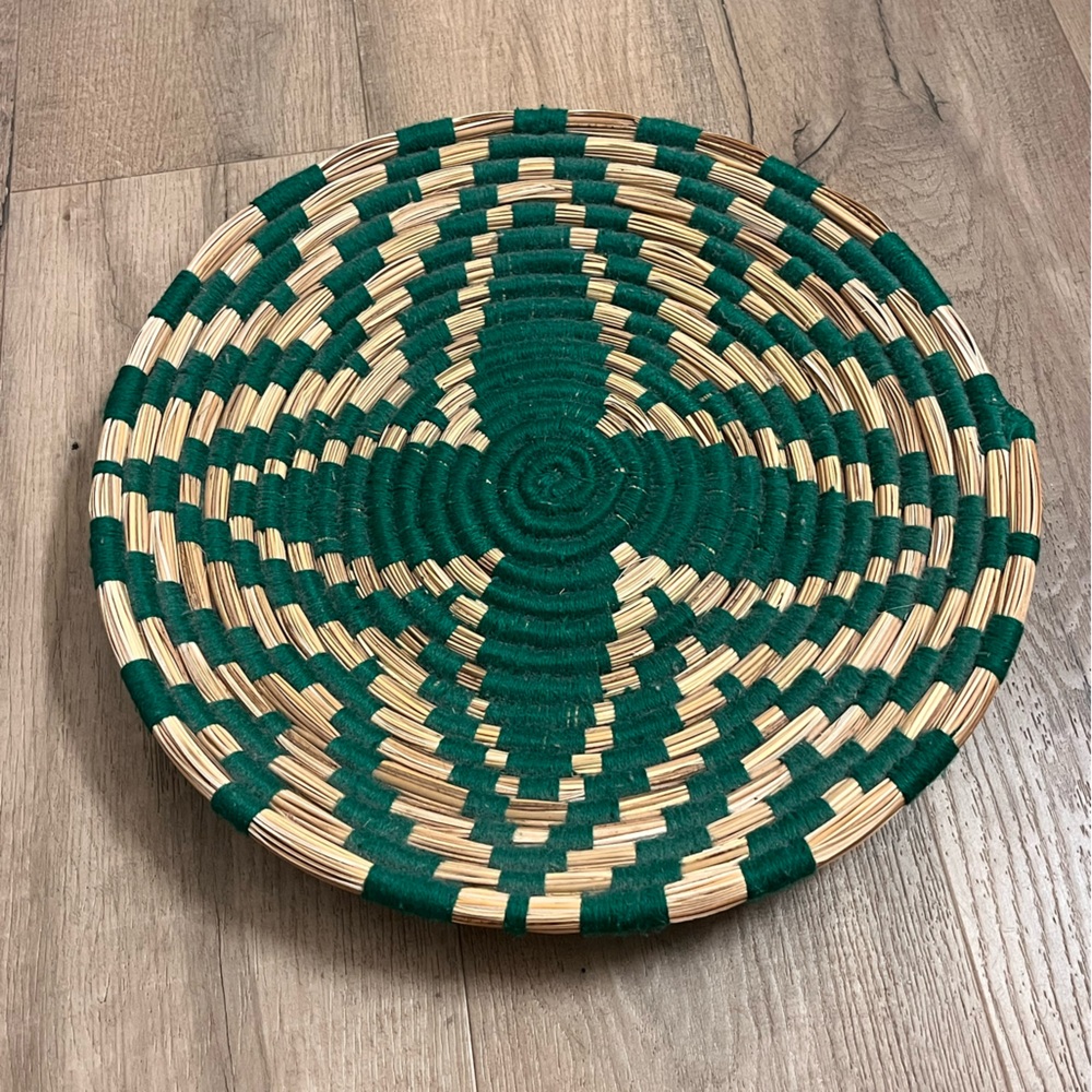 Woven Green and Natural Basket